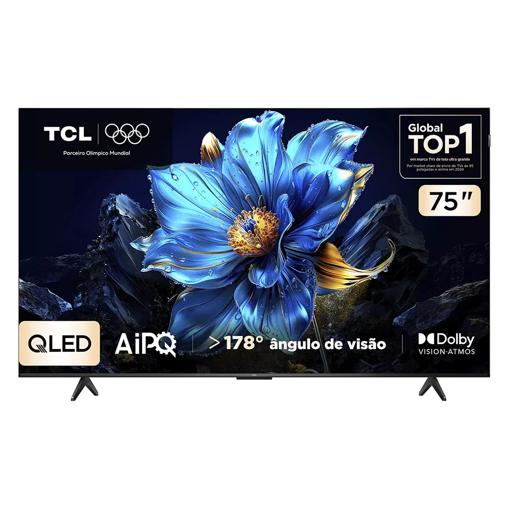 Smart TV TCL 75 Polegadas QLED 4K P7K WiFi Bluetooth Google TV HDR10+ Dolby Atmos Dolby Vision 75P7K
